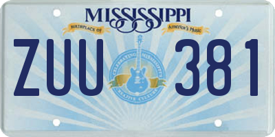 MS license plate ZUU381