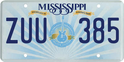 MS license plate ZUU385