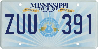 MS license plate ZUU391