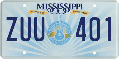 MS license plate ZUU401