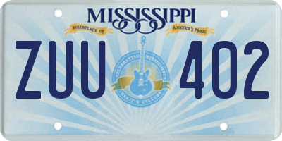 MS license plate ZUU402