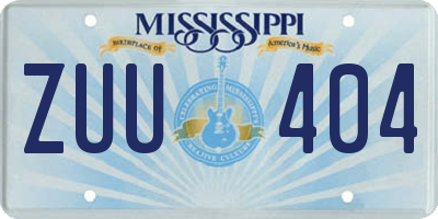 MS license plate ZUU404