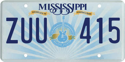 MS license plate ZUU415