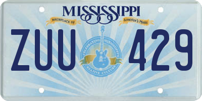 MS license plate ZUU429