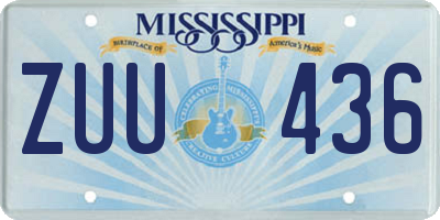 MS license plate ZUU436