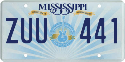 MS license plate ZUU441
