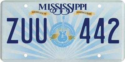 MS license plate ZUU442