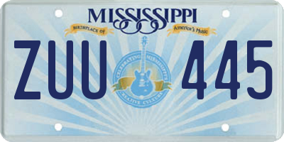 MS license plate ZUU445