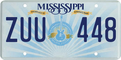 MS license plate ZUU448