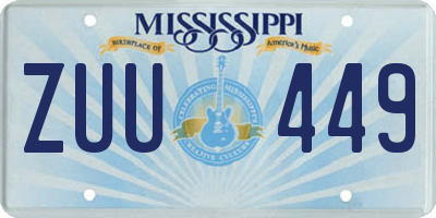 MS license plate ZUU449
