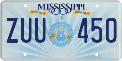 MS license plate ZUU450