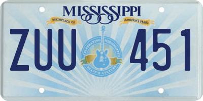 MS license plate ZUU451