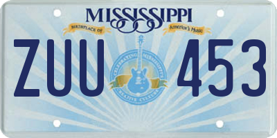 MS license plate ZUU453