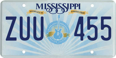 MS license plate ZUU455