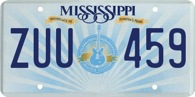MS license plate ZUU459