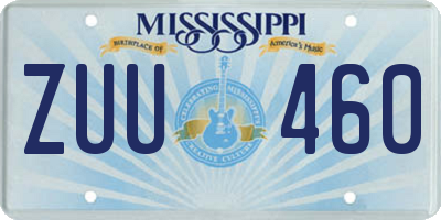 MS license plate ZUU460