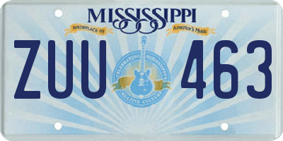 MS license plate ZUU463