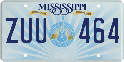 MS license plate ZUU464