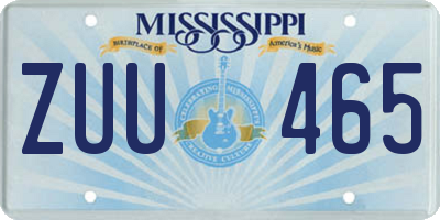 MS license plate ZUU465