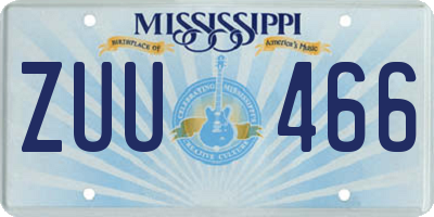 MS license plate ZUU466
