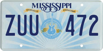 MS license plate ZUU472