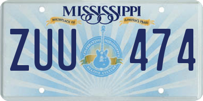 MS license plate ZUU474
