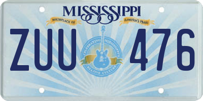 MS license plate ZUU476