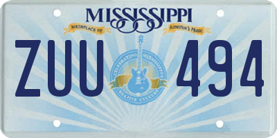 MS license plate ZUU494