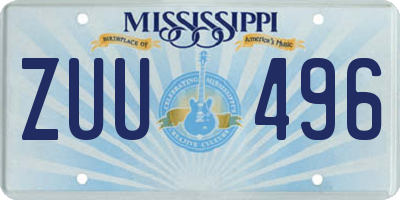 MS license plate ZUU496