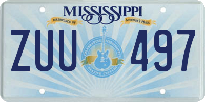 MS license plate ZUU497