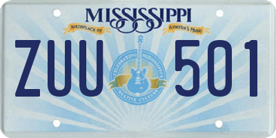 MS license plate ZUU501
