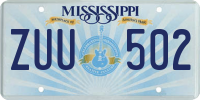 MS license plate ZUU502