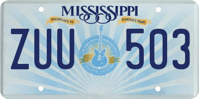 MS license plate ZUU503