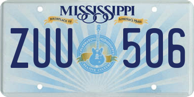 MS license plate ZUU506