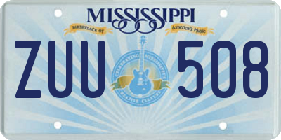 MS license plate ZUU508
