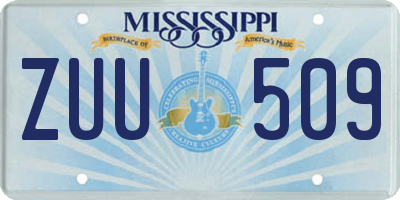 MS license plate ZUU509