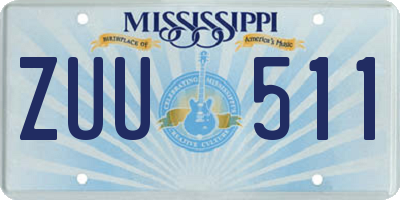 MS license plate ZUU511