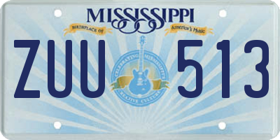 MS license plate ZUU513