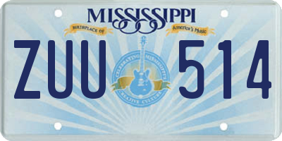MS license plate ZUU514