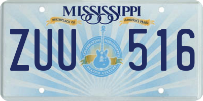 MS license plate ZUU516