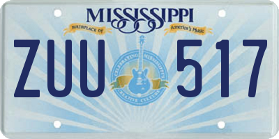 MS license plate ZUU517