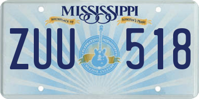 MS license plate ZUU518