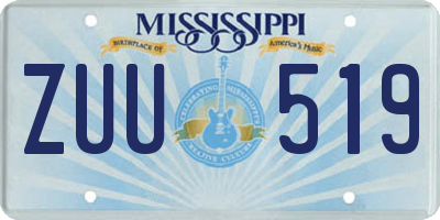 MS license plate ZUU519