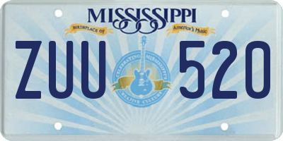 MS license plate ZUU520