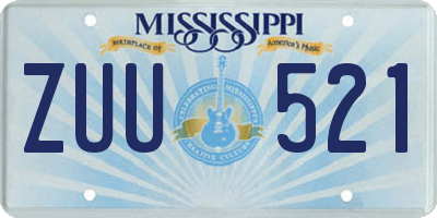 MS license plate ZUU521