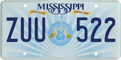 MS license plate ZUU522
