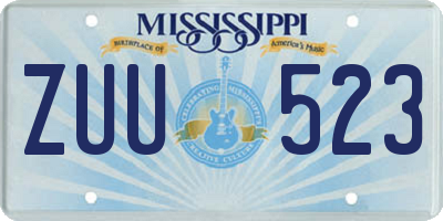 MS license plate ZUU523