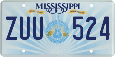 MS license plate ZUU524