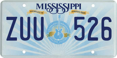 MS license plate ZUU526
