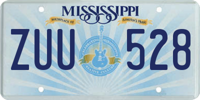 MS license plate ZUU528